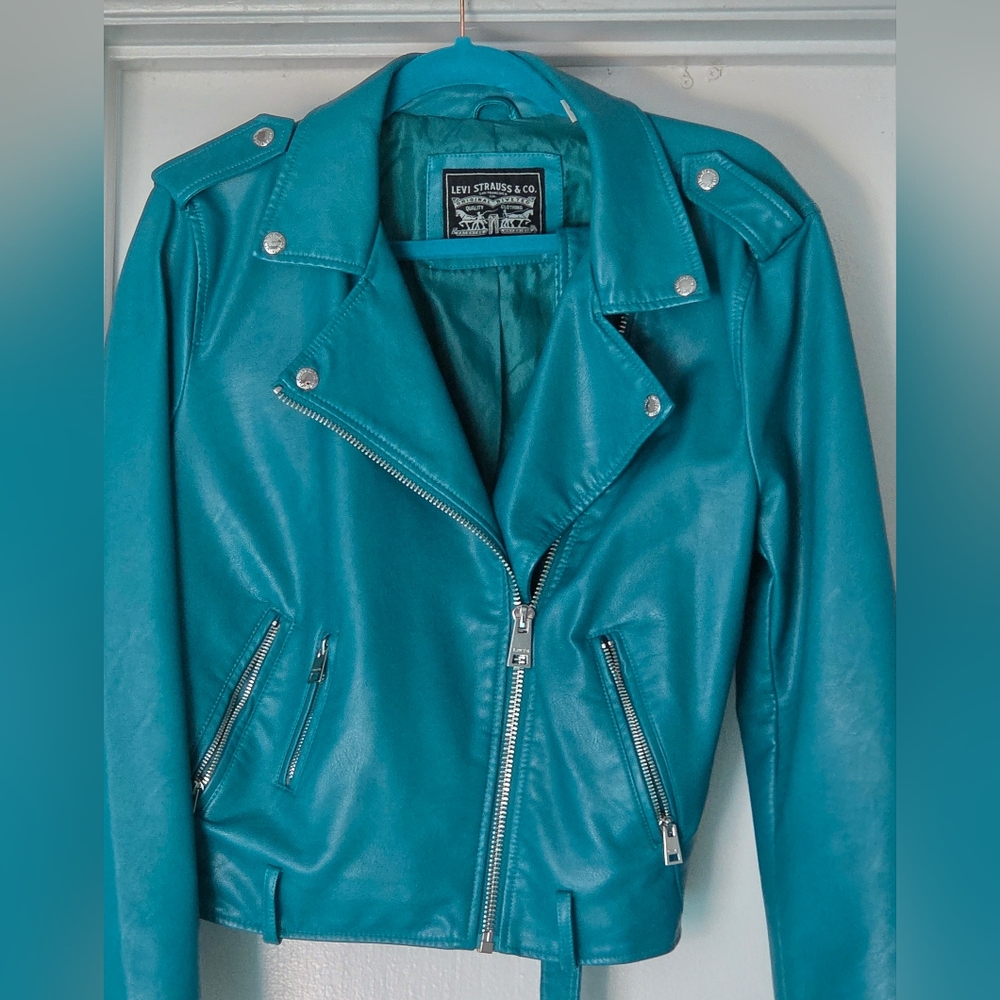 Levi's Women's Vibrant Blue Leather Jacket